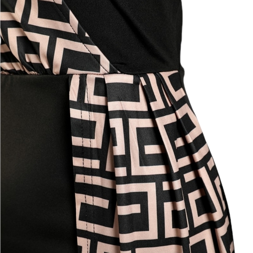 Geometric Print Split Thigh Patchwork Bodycom Dre… - image 4